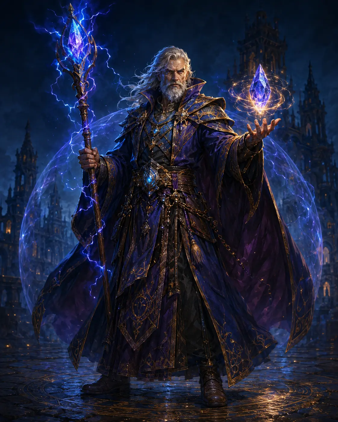 Barevná fantasy ilustrace položky bestiáře Arcimág