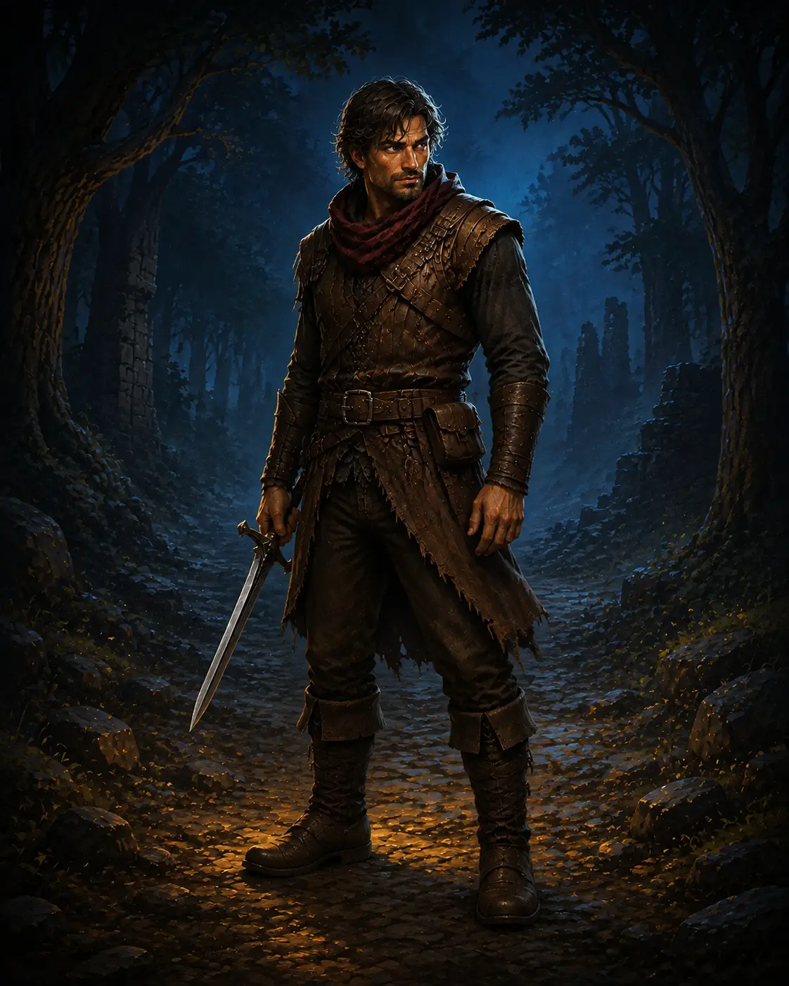 Barevná fantasy ilustrace položky bestiáře Bandita