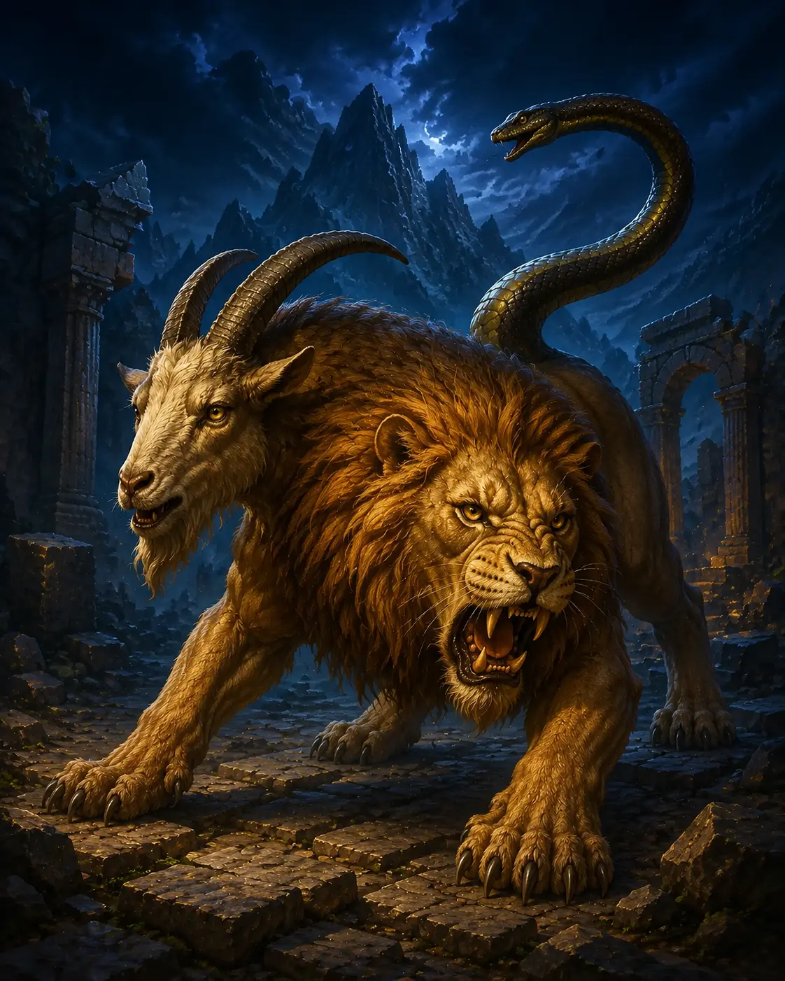 Fantasy illustration of Chimera