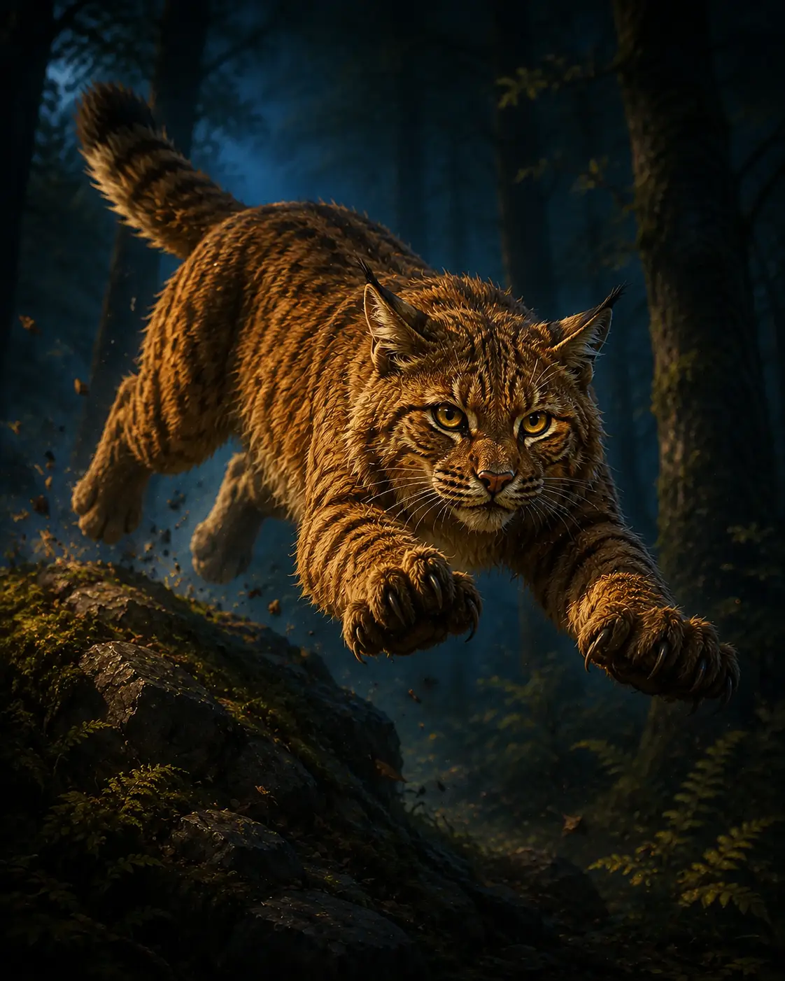 Barevná fantasy ilustrace položky bestiáře Divoká kočka