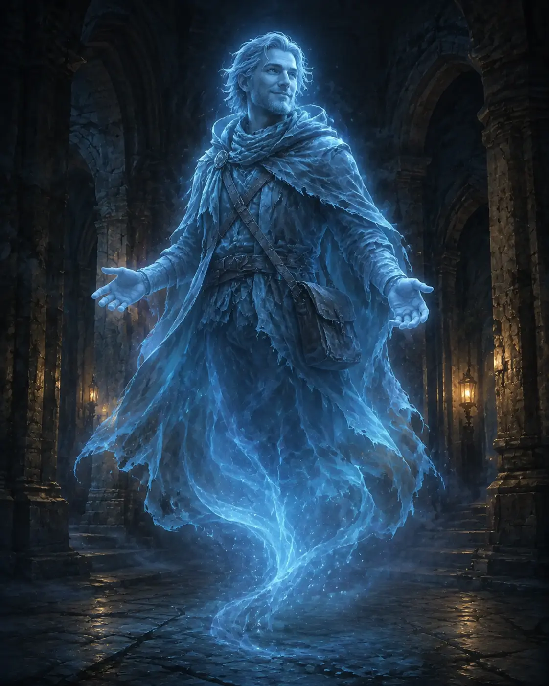 Barevná fantasy ilustrace položky bestiáře Duch