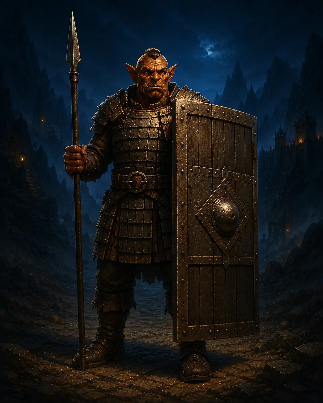Barevná fantasy ilustrace položky bestiáře Hobgoblin