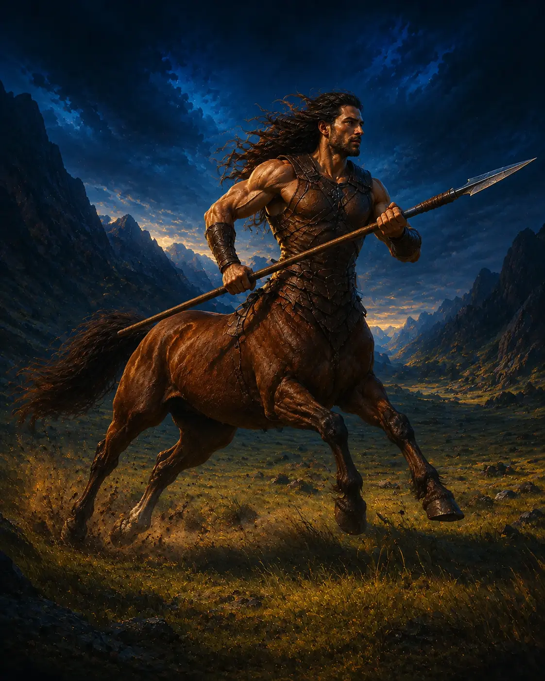 Barevná fantasy ilustrace položky bestiáře Kentaur