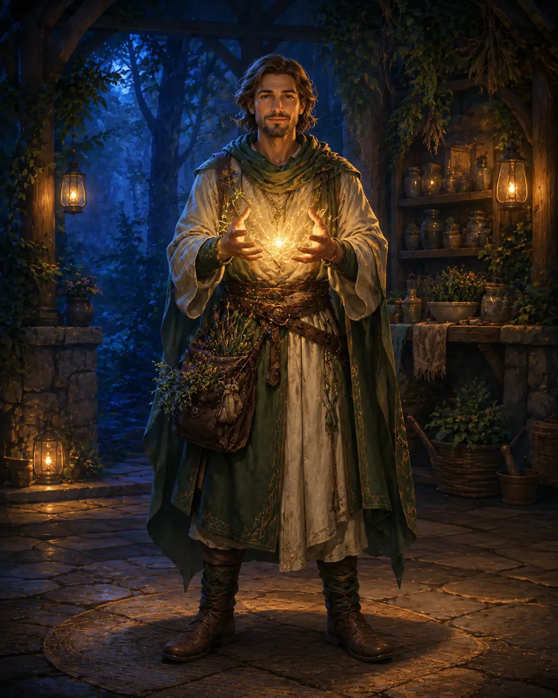 Barevná fantasy ilustrace položky bestiáře Léčitel