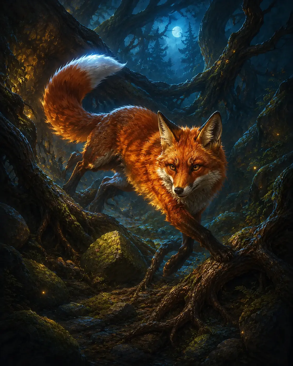 Barevná fantasy ilustrace položky bestiáře Liška
