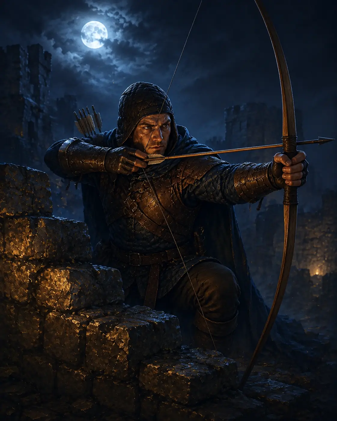 Barevná fantasy ilustrace položky bestiáře Lučištník