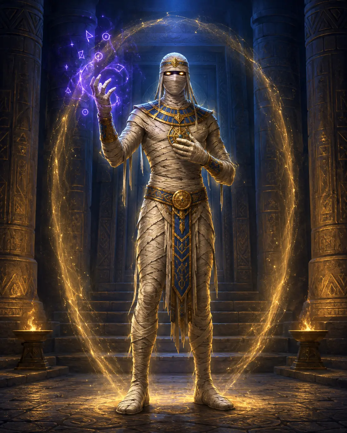Barevná fantasy ilustrace položky bestiáře Mumie