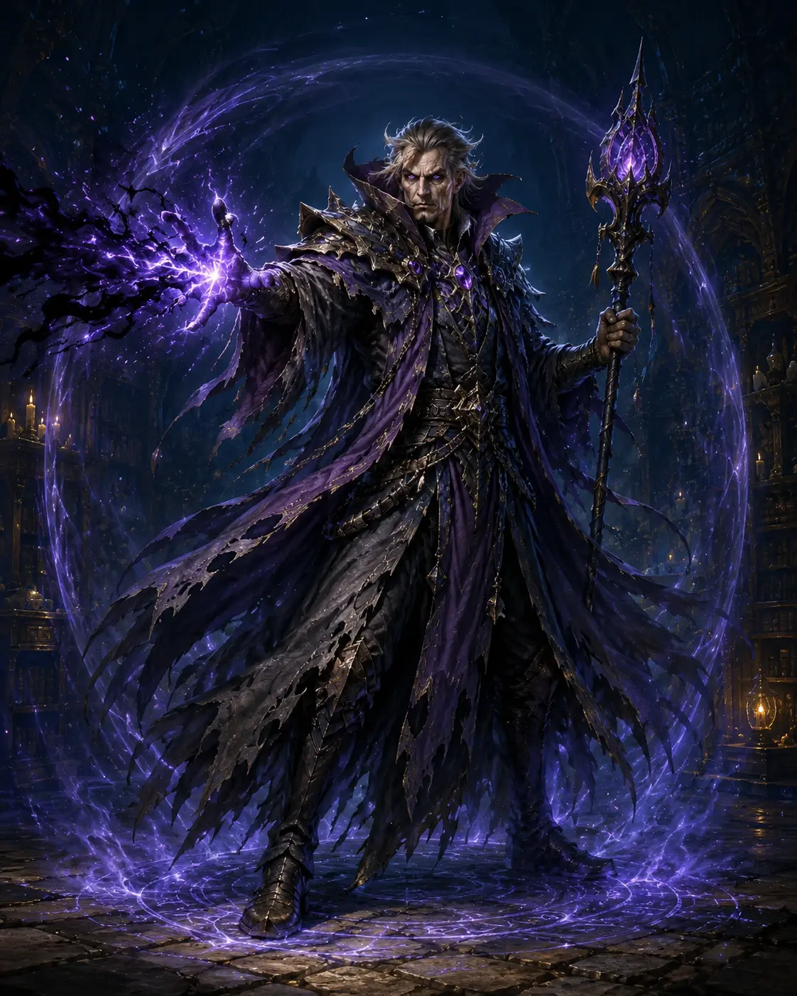 Barevná fantasy ilustrace položky bestiáře Nekromant