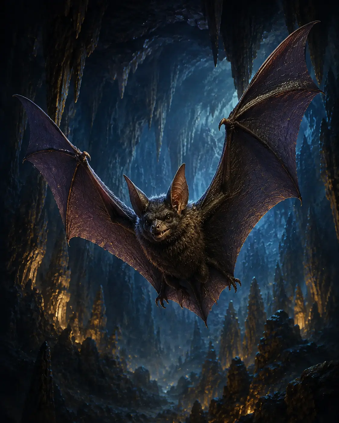Barevná fantasy ilustrace položky bestiáře Netopýr
