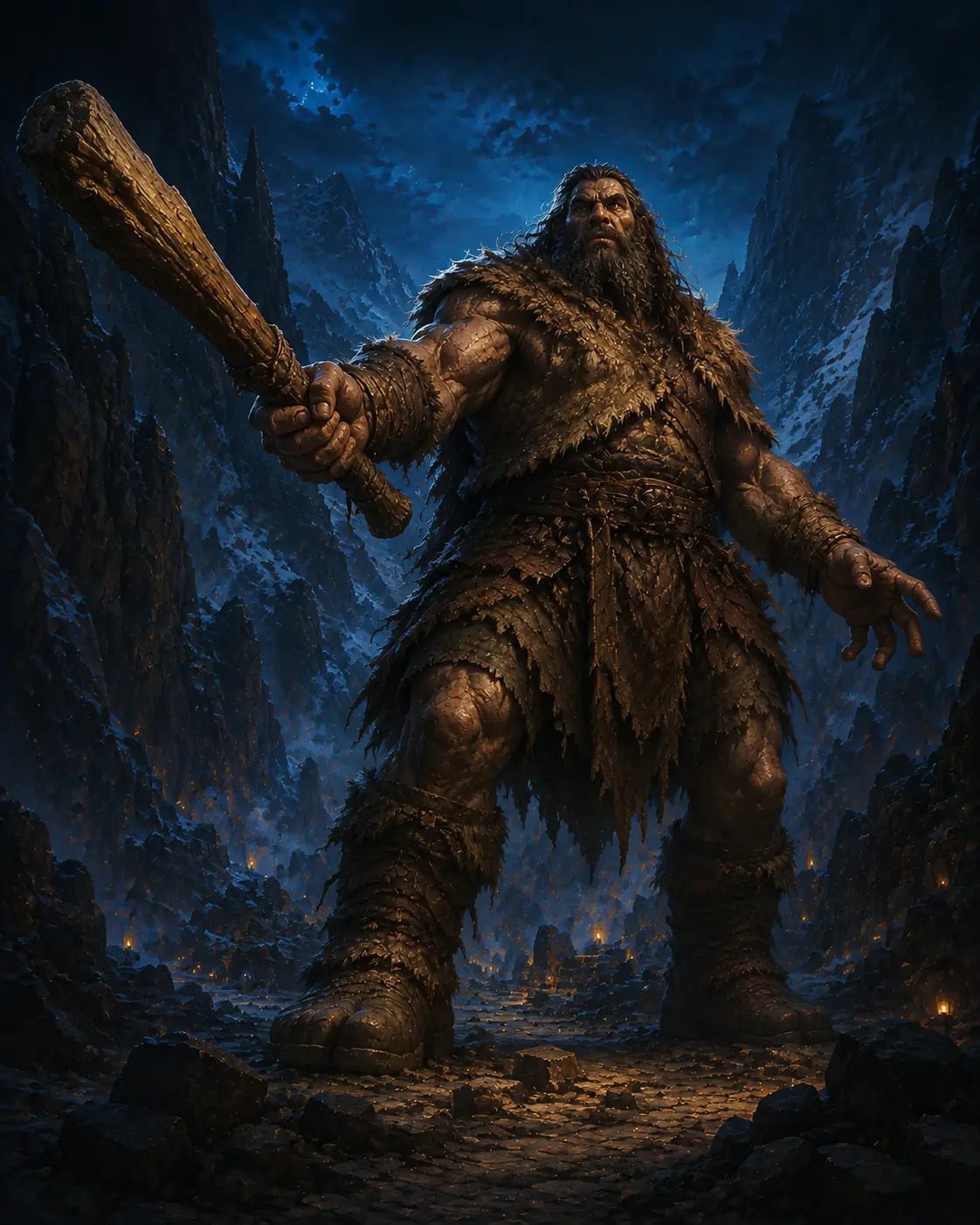 Barevná fantasy ilustrace položky bestiáře Obr