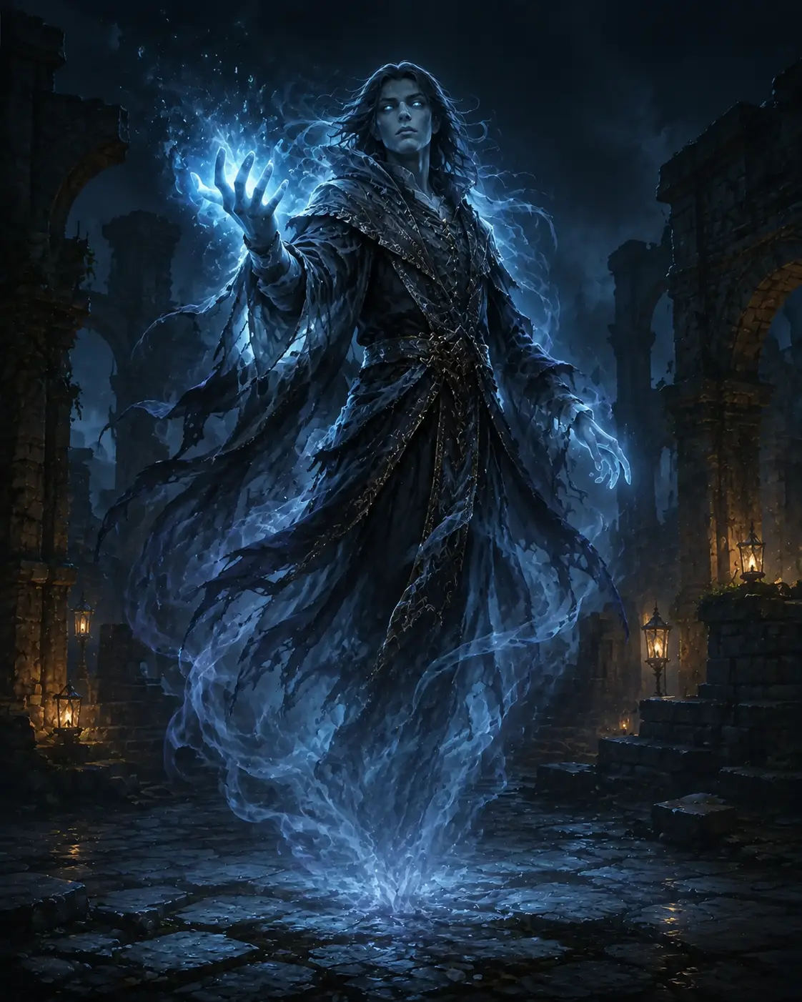 Barevná fantasy ilustrace položky bestiáře Přízrak