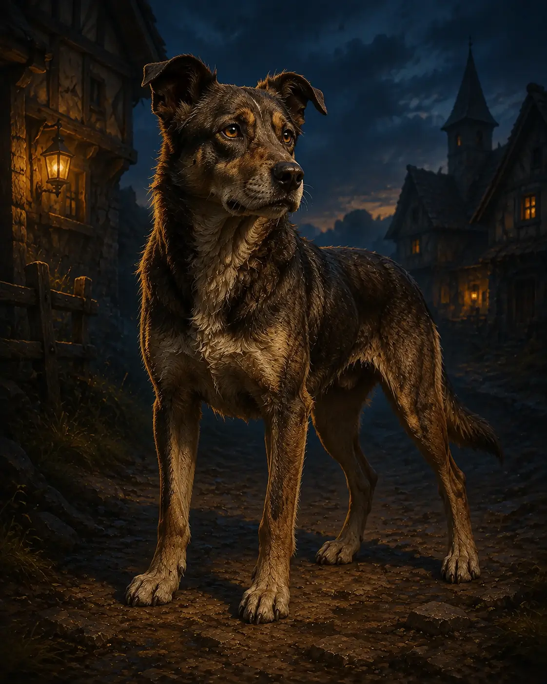 Barevná fantasy ilustrace položky bestiáře Toulavý pes