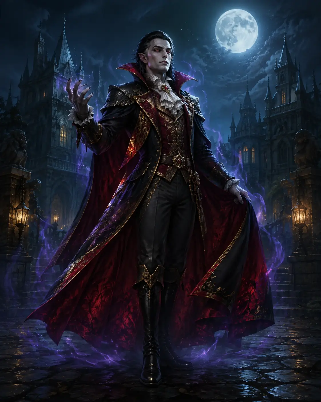 Barevná fantasy ilustrace položky bestiáře Upír