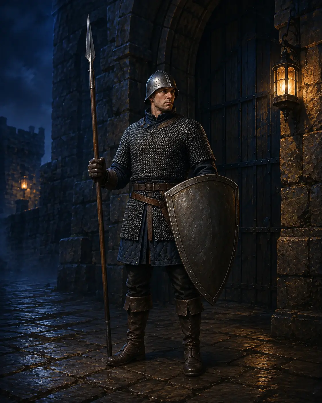 Barevná fantasy ilustrace položky bestiáře Voják