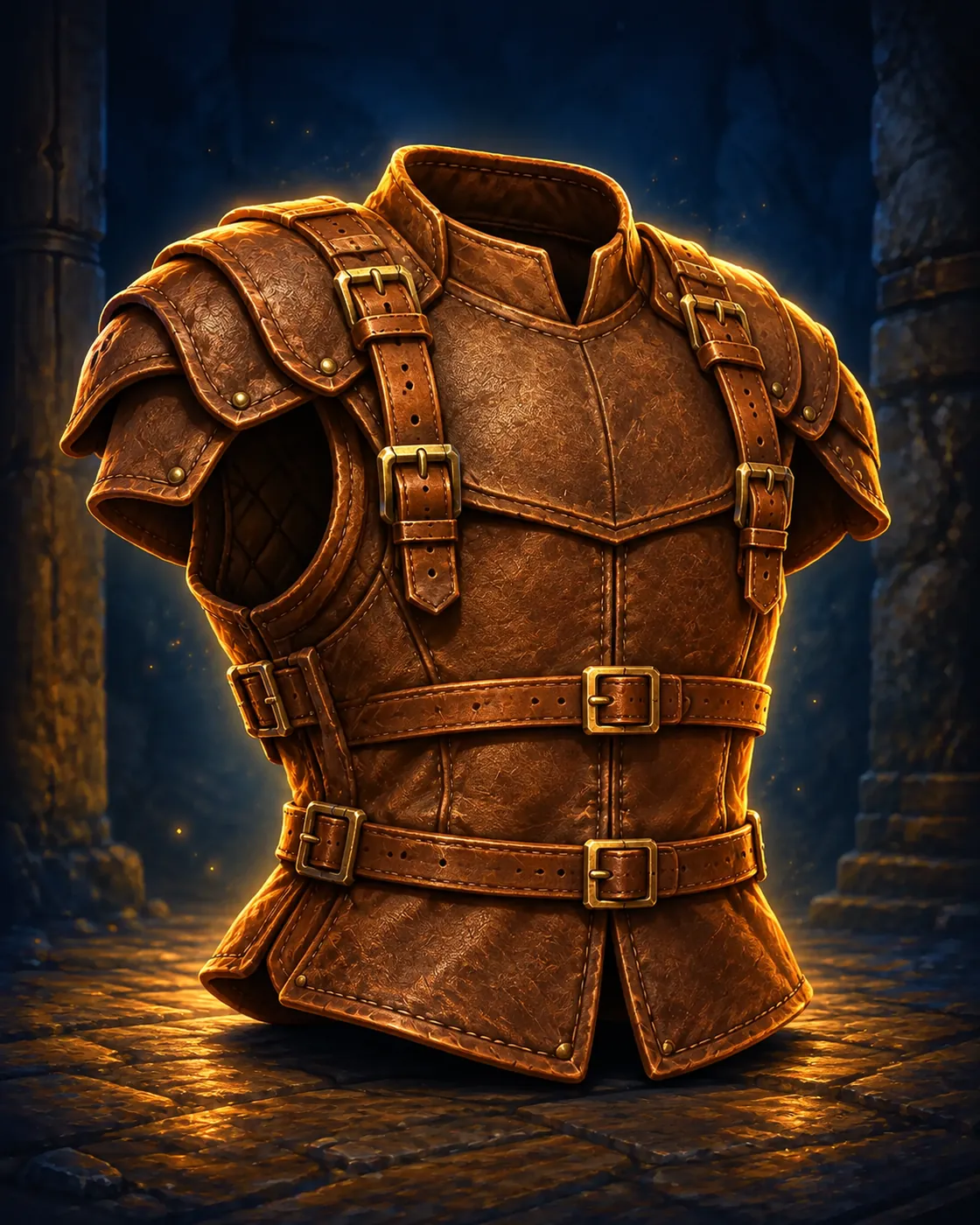 Barevná fantasy ilustrace položky Kožená zbroj poutníka