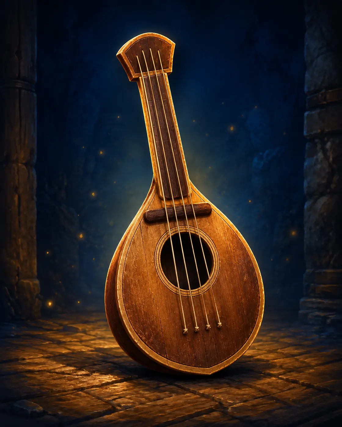 Barevná fantasy ilustrace položky Loutna