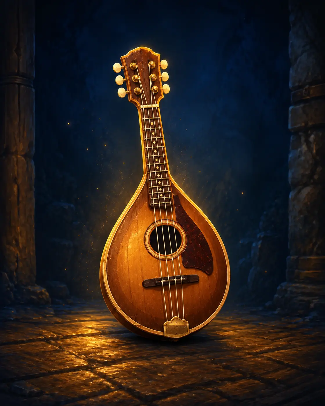 Barevná fantasy ilustrace položky Mandolína