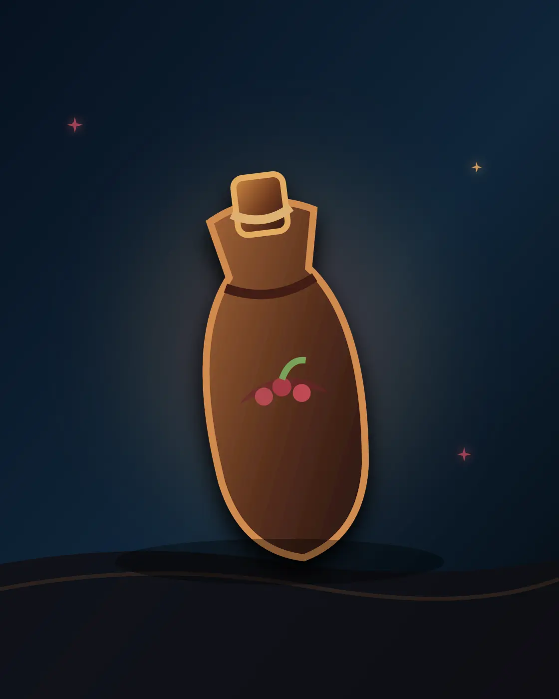 Barevná fantasy ilustrace položky Měch s vínem