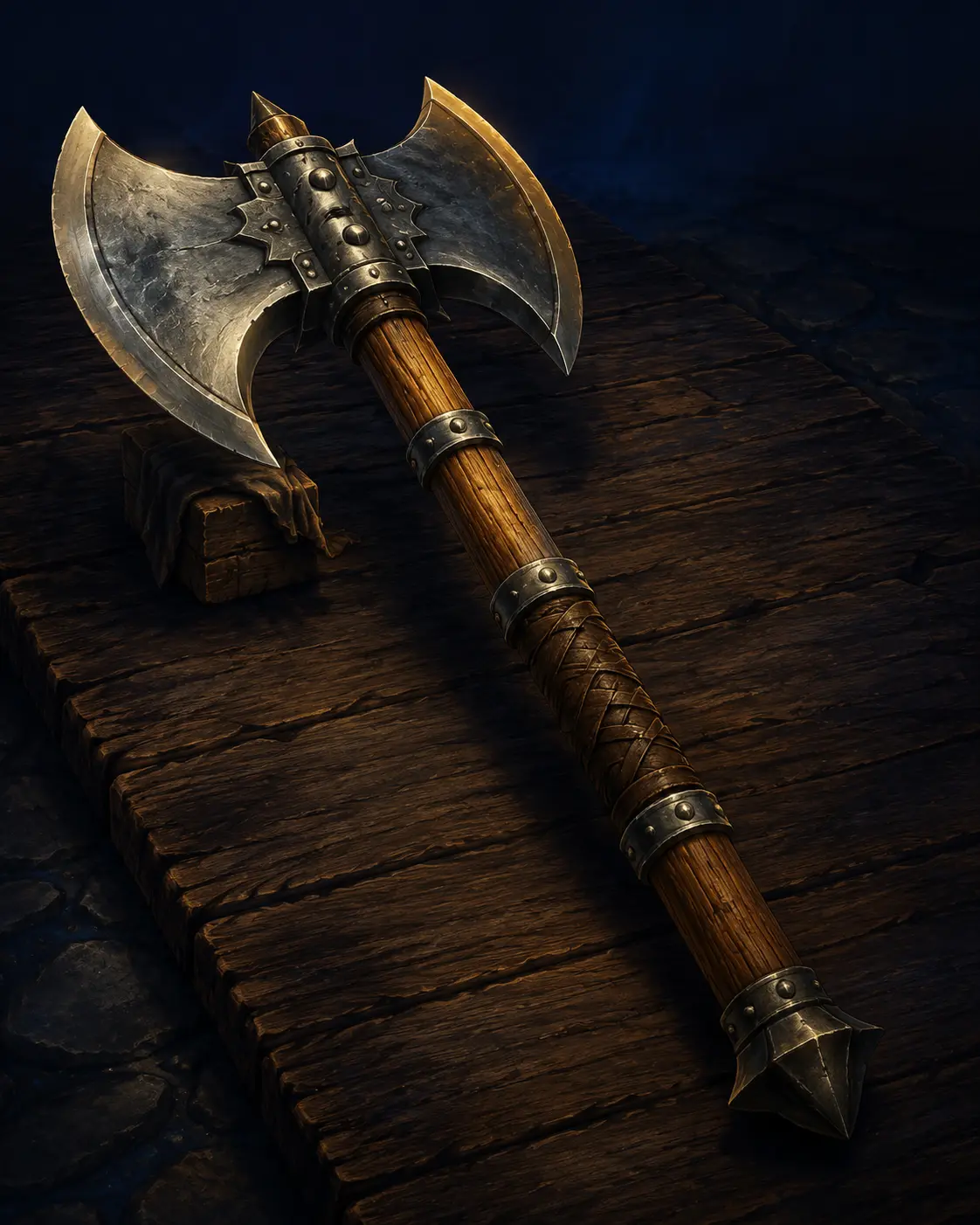Barevná fantasy ilustrace položky Obouruční sekera