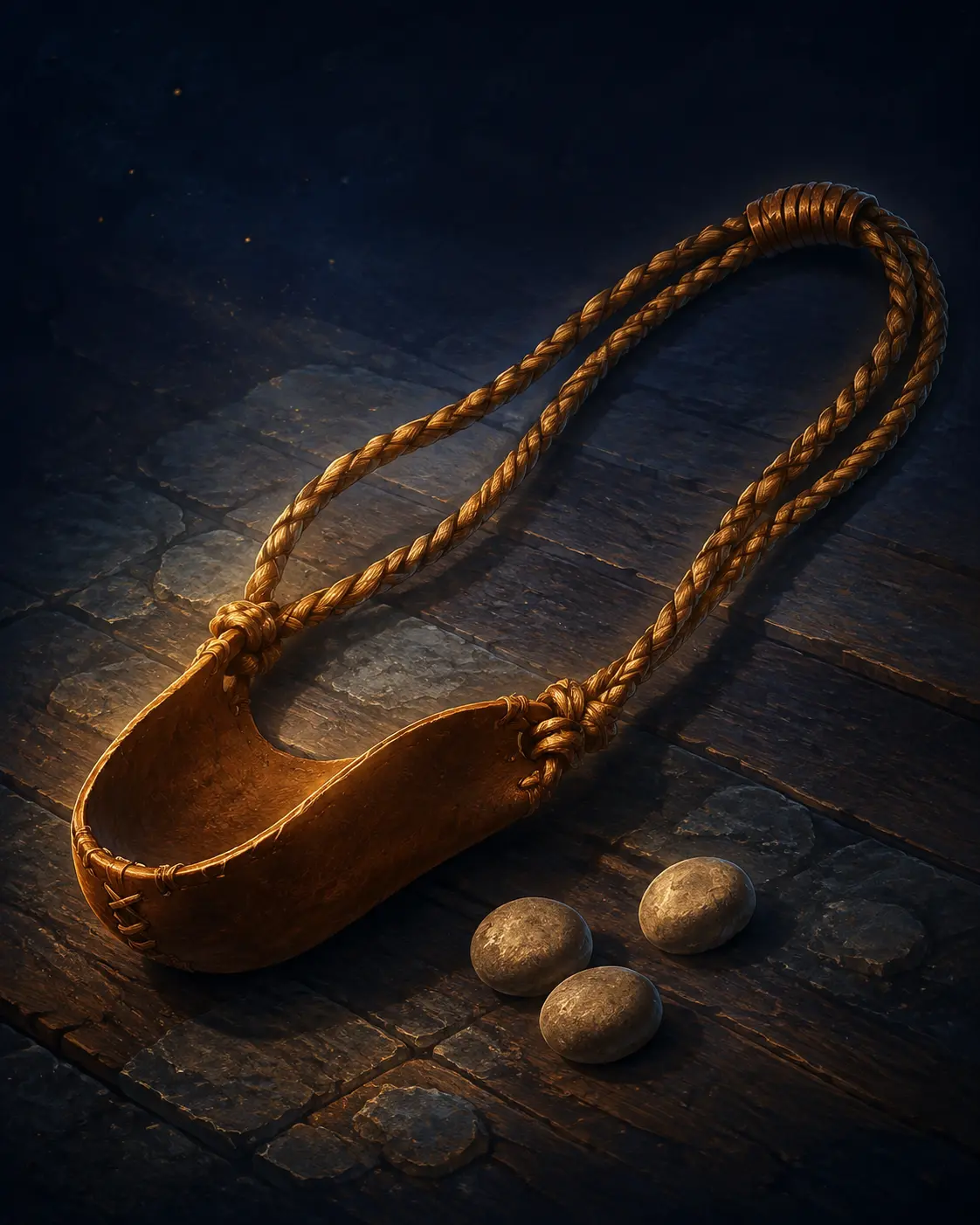 Barevná fantasy ilustrace položky Prak