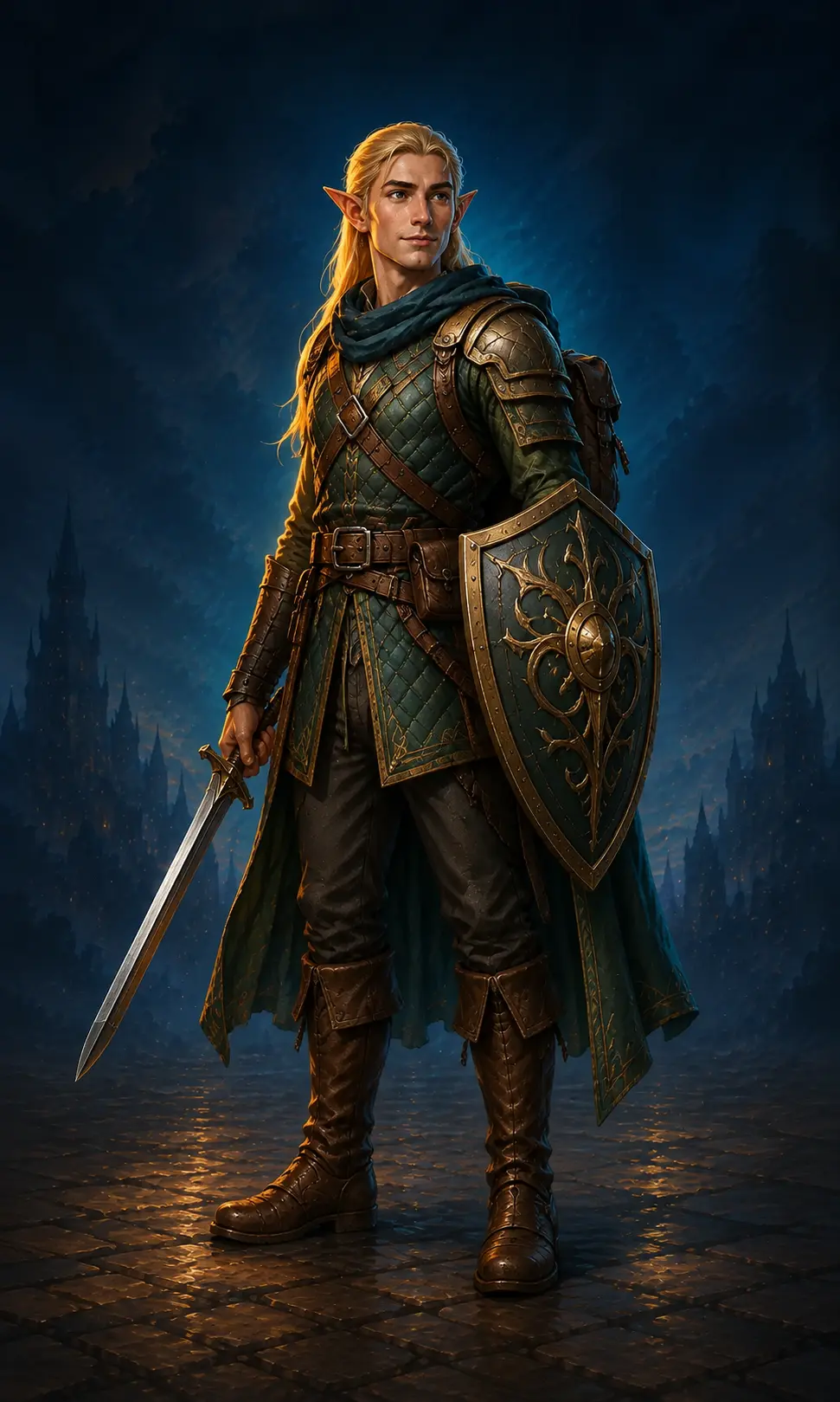 Barevná fantasy ilustrace hrdiny Elf – Bojovník