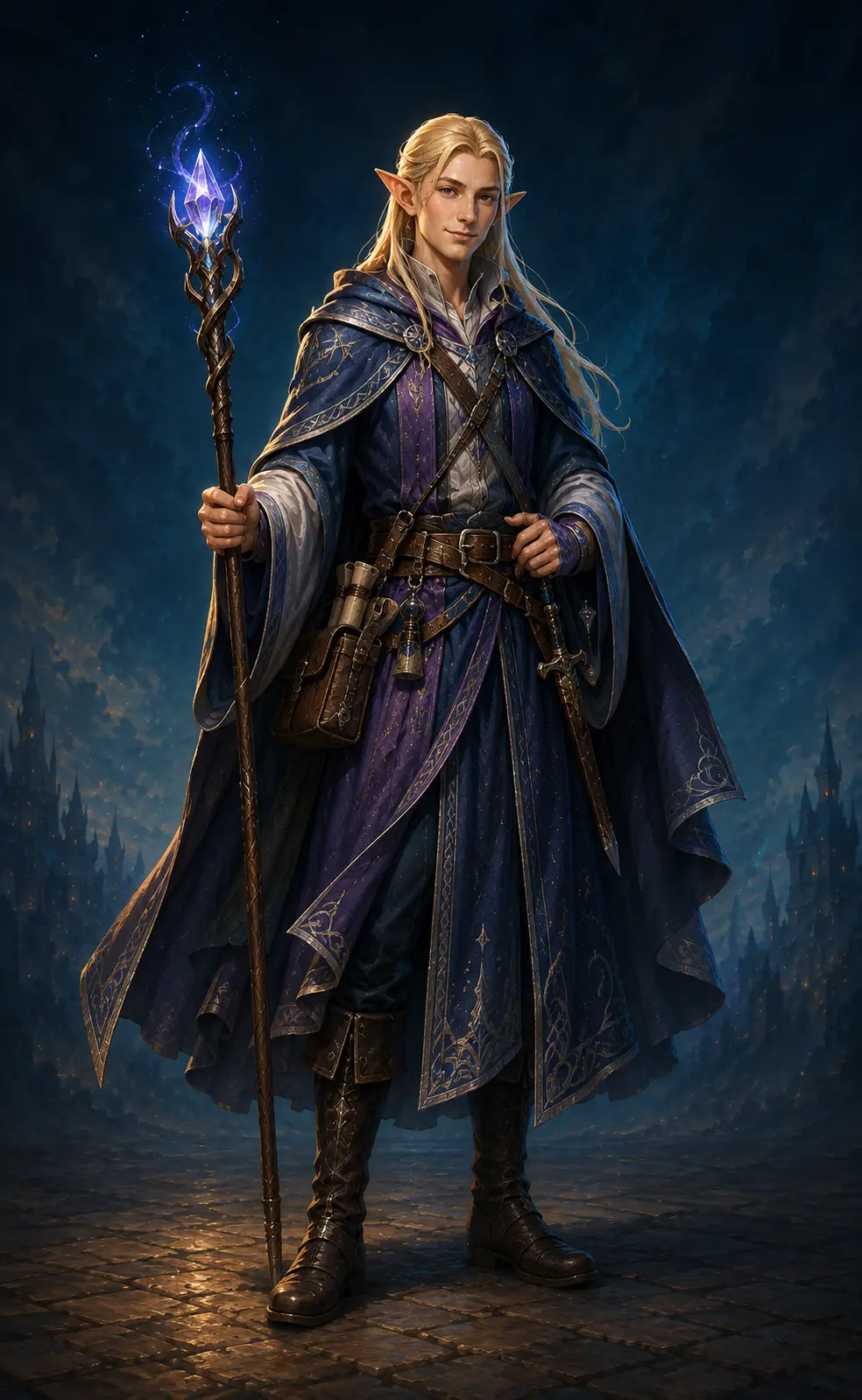 Barevná fantasy ilustrace hrdiny Elf – Kouzelník