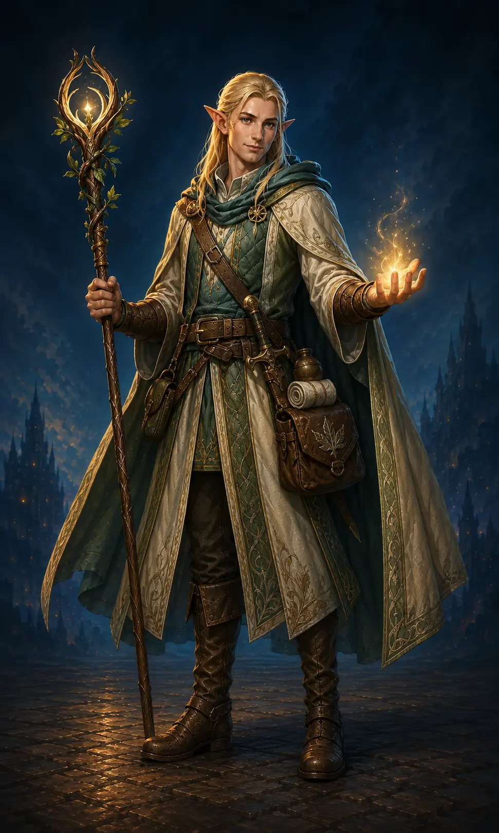Barevná fantasy ilustrace hrdiny Elf – Léčitel