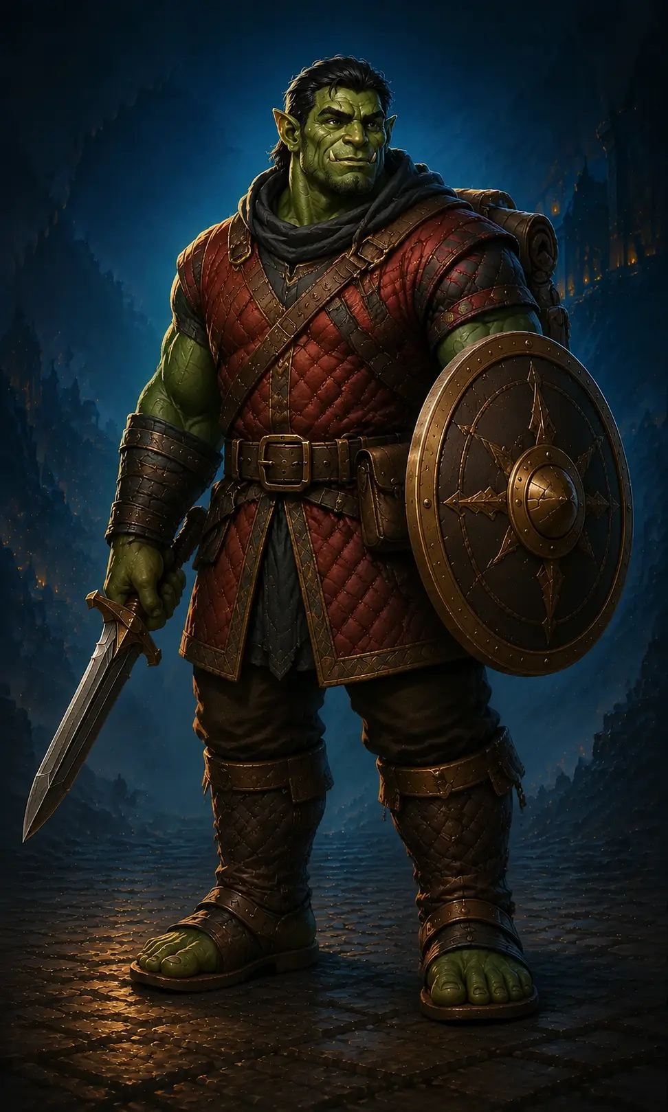Barevná fantasy ilustrace hrdiny Ork – Bojovník