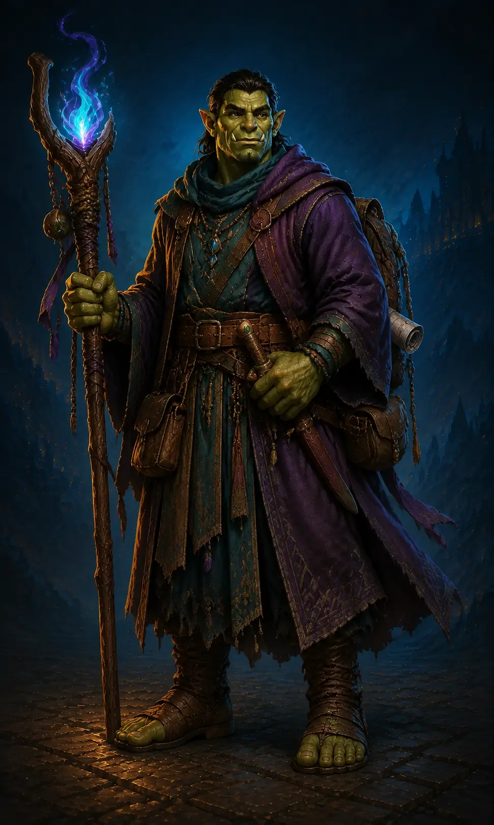 Barevná fantasy ilustrace hrdiny Ork – Kouzelník
