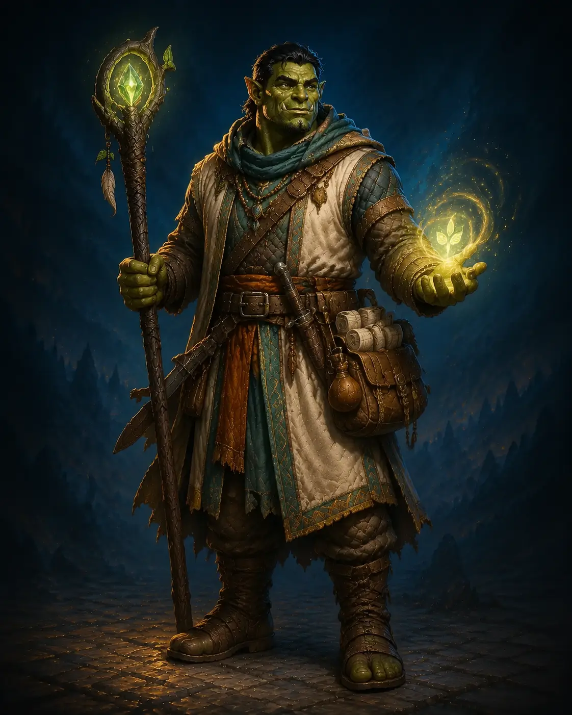Barevná fantasy ilustrace hrdiny Ork – Léčitel