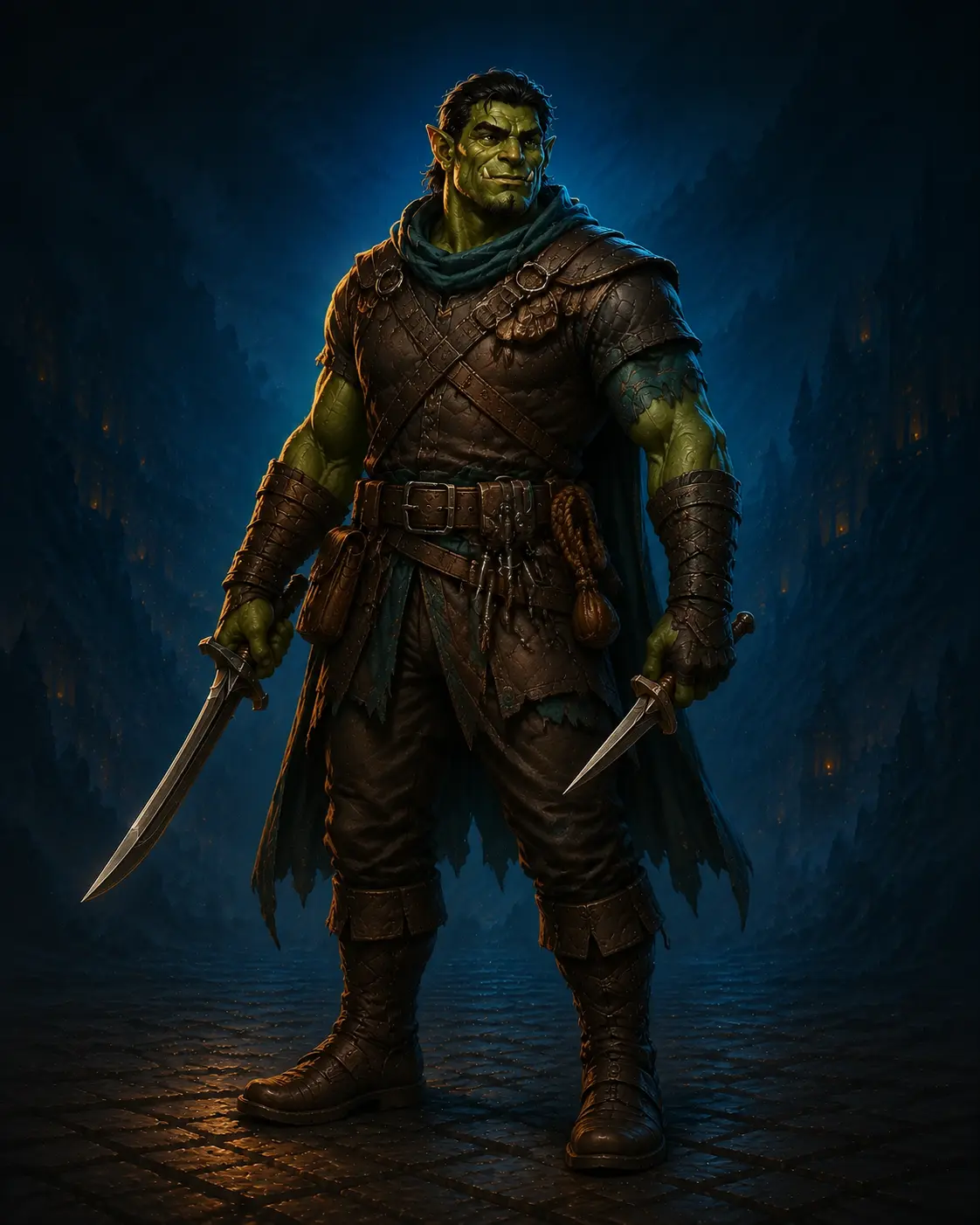 Barevná fantasy ilustrace hrdiny Ork – Zloděj