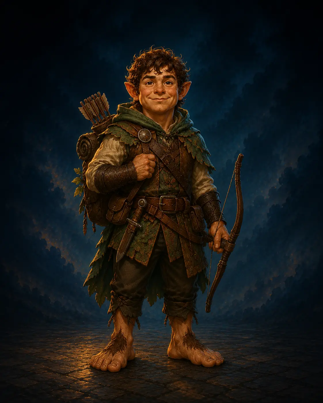 Barevná fantasy ilustrace hrdiny Půlčík – Hraničář