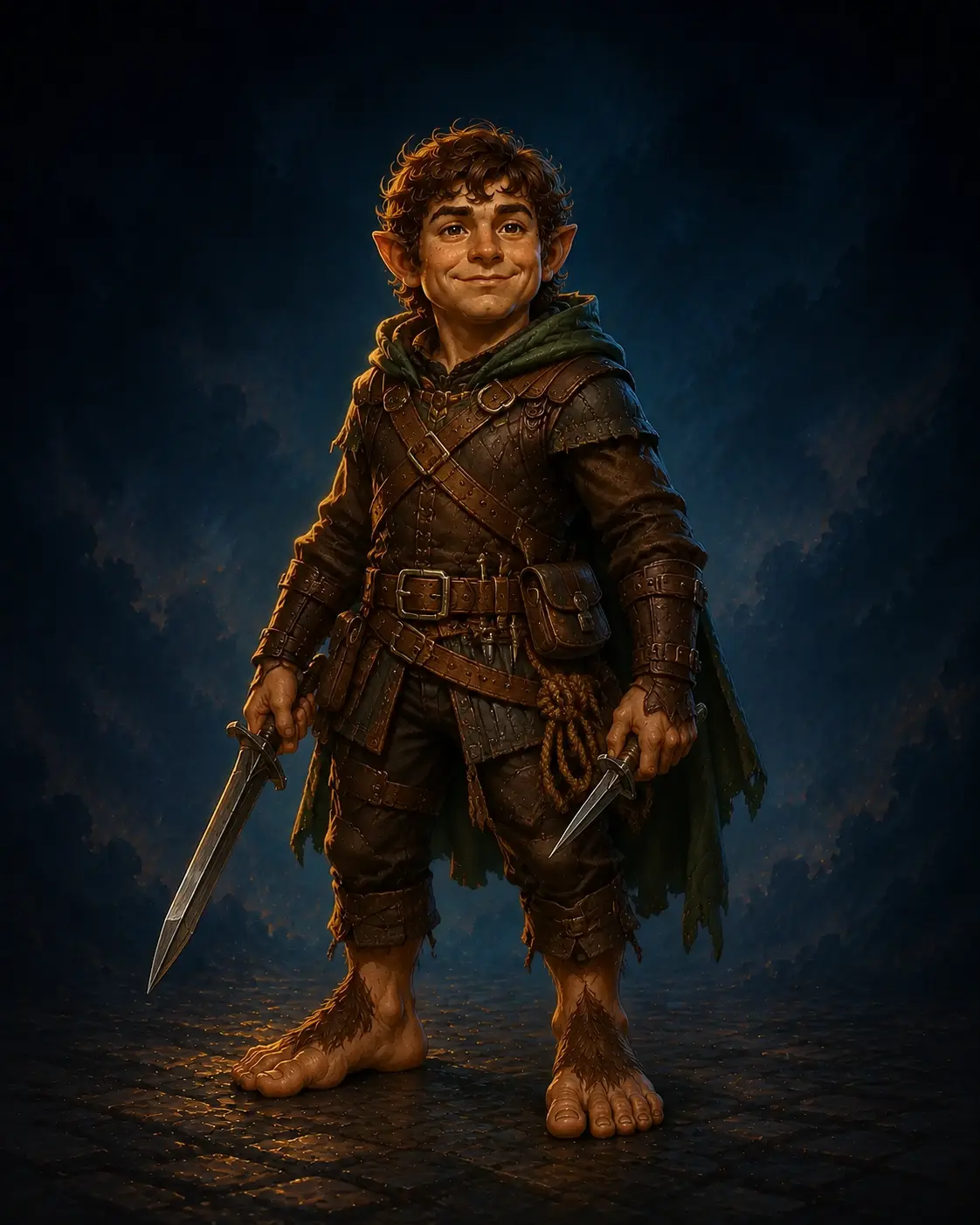 Barevná fantasy ilustrace hrdiny Půlčík – Zloděj