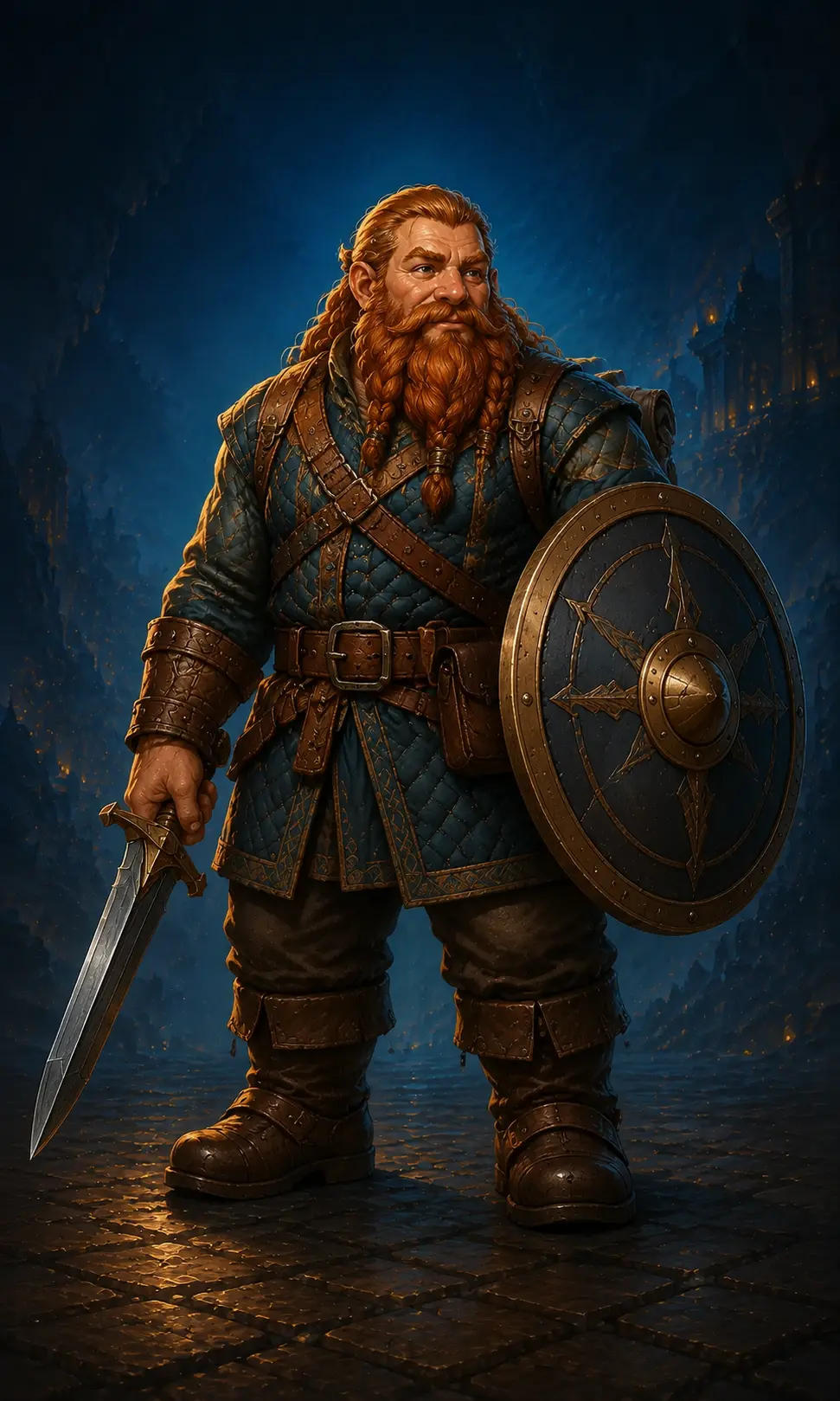 Barevná fantasy ilustrace hrdiny Trpaslík – Bojovník