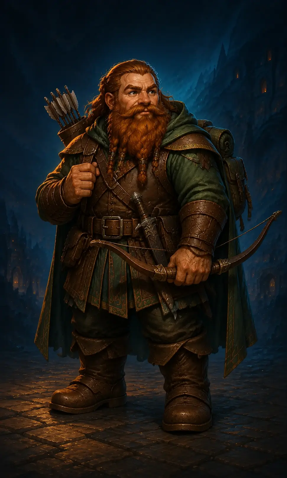 Barevná fantasy ilustrace hrdiny Trpaslík – Hraničář