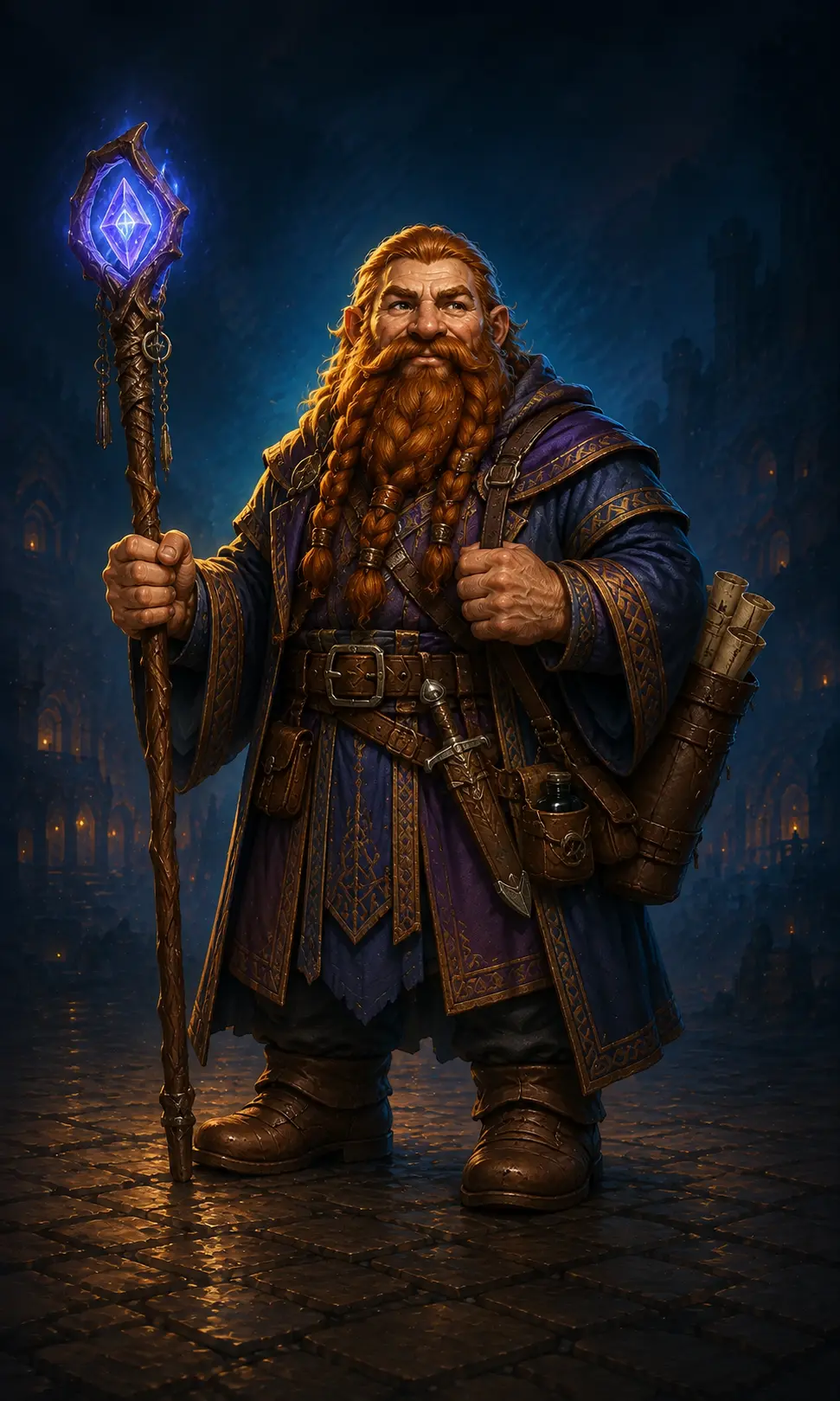 Barevná fantasy ilustrace hrdiny Trpaslík – Kouzelník