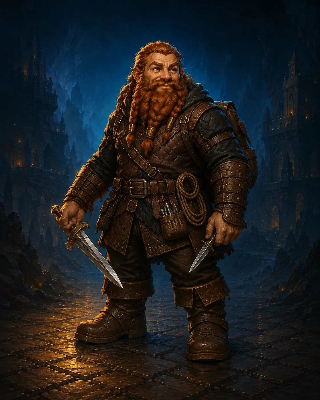 Barevná fantasy ilustrace hrdiny Trpaslík – Zloděj