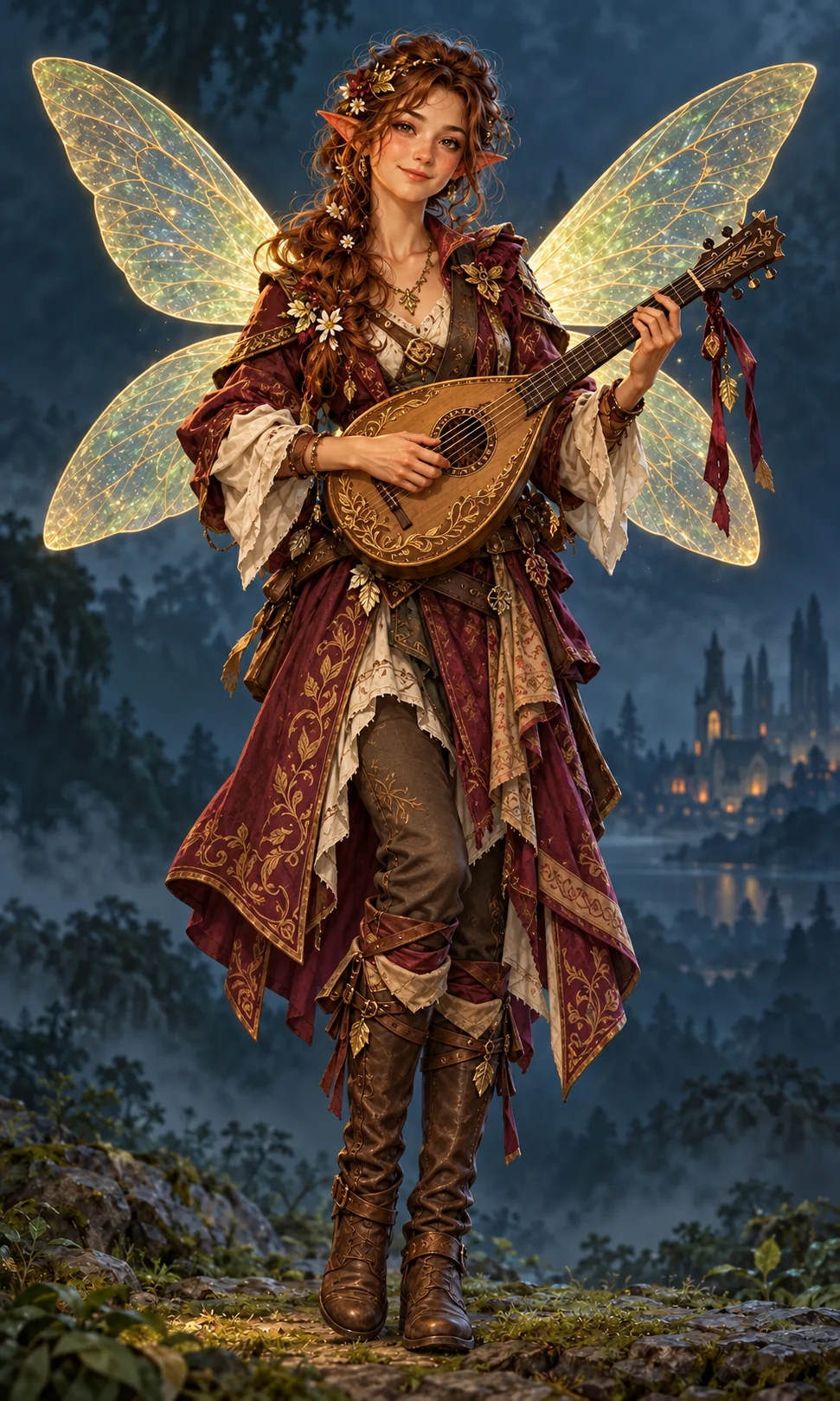 Barevná fantasy ilustrace hrdiny Víla – Bard