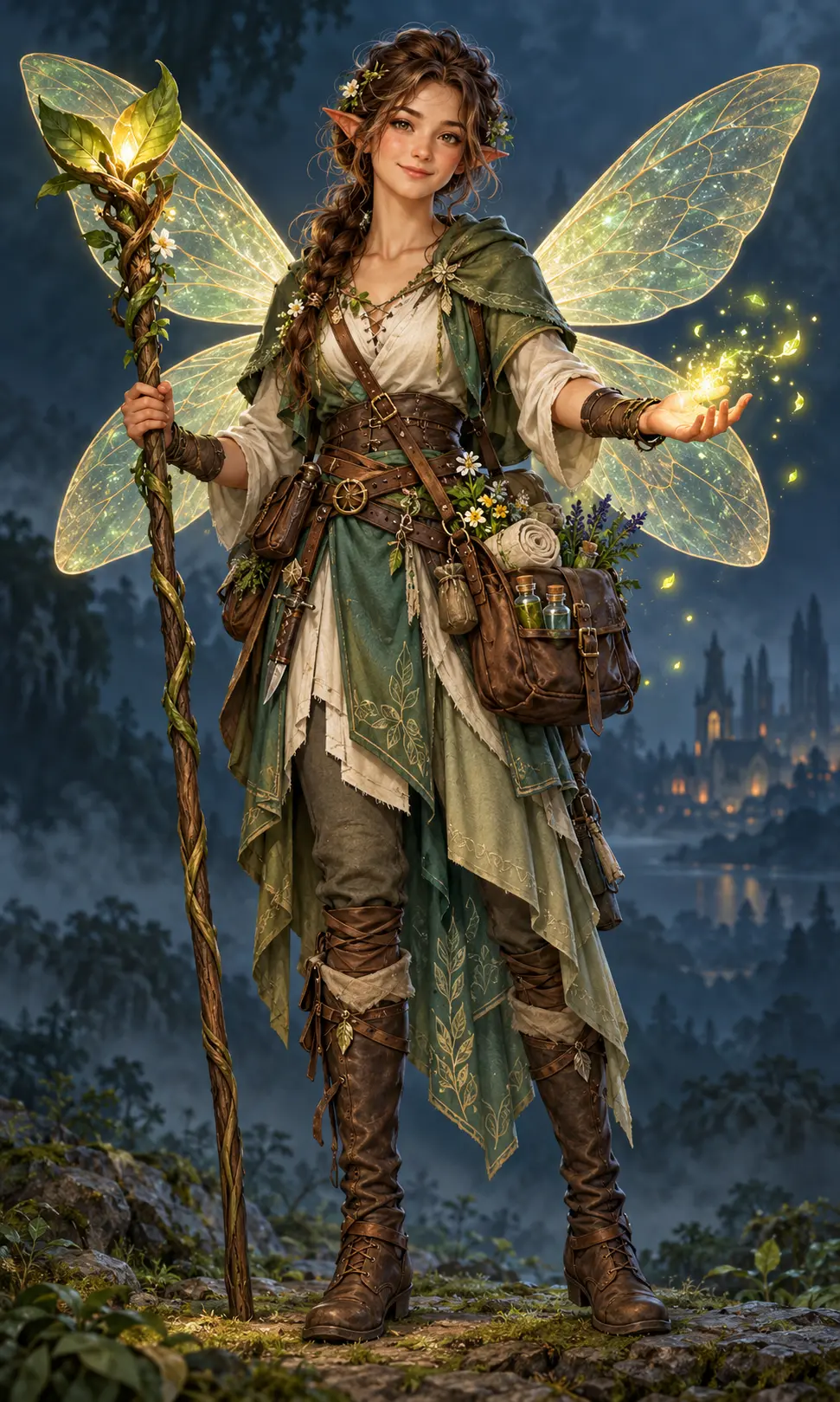 Barevná fantasy ilustrace hrdiny Víla – Léčitel