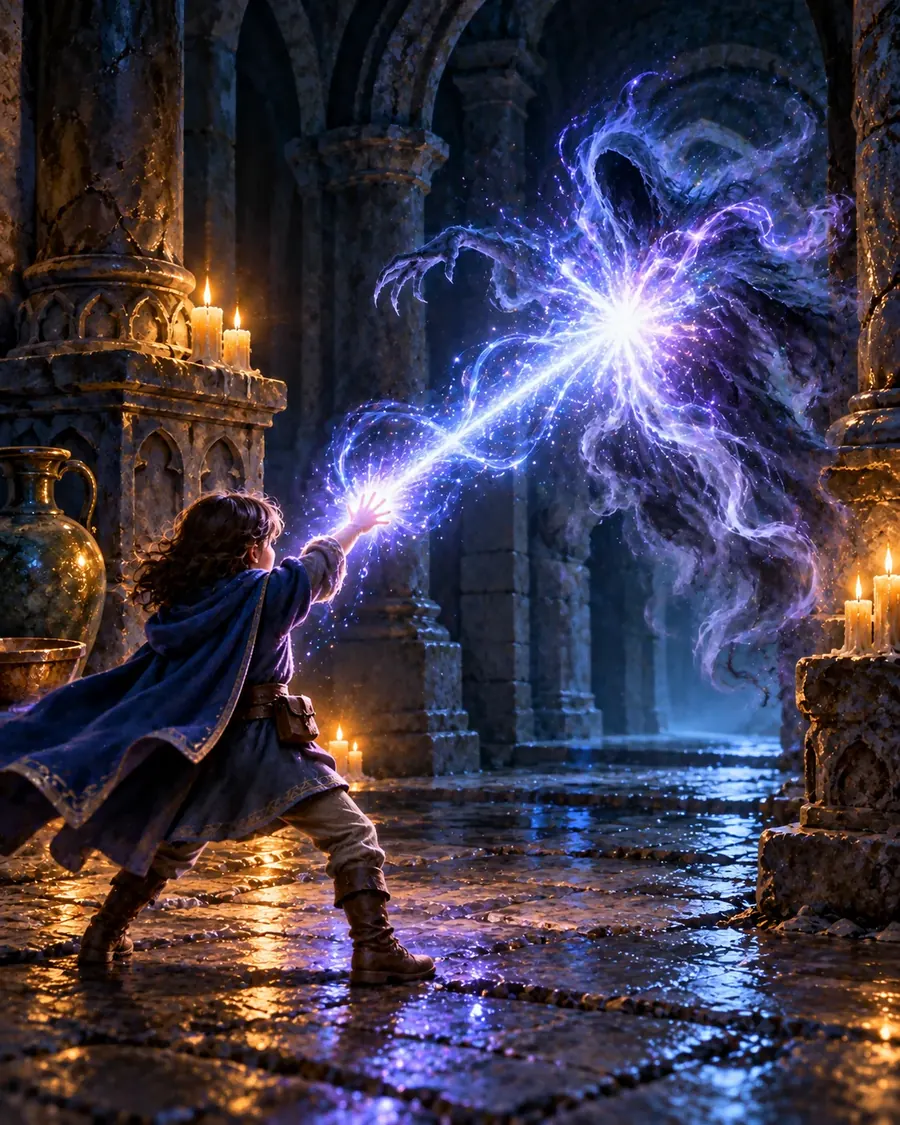 Fantasy illustration of the Spirit Ray spell