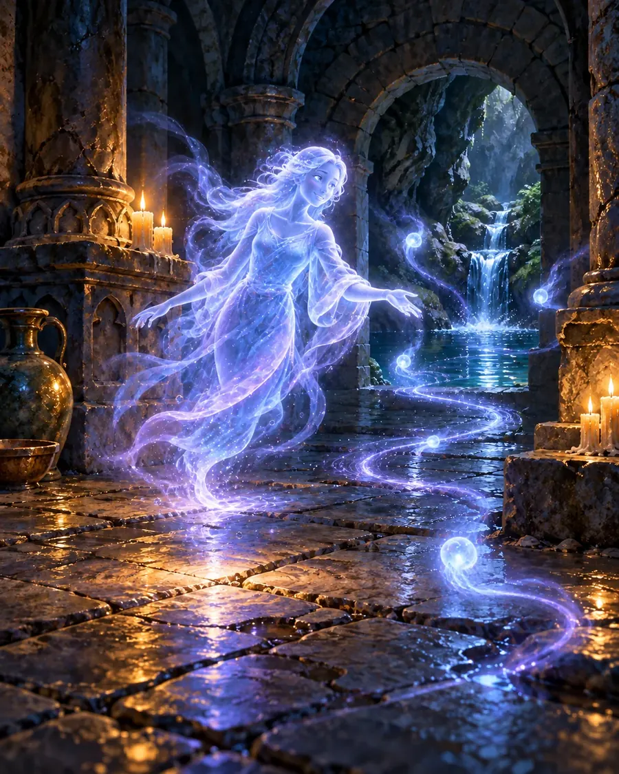 Fantasy illustration of the See Spirits spell