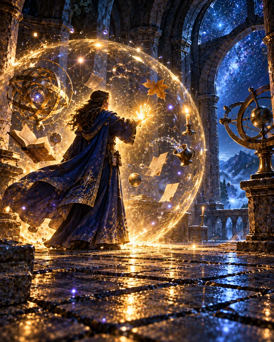 Fantasy illustration of the Stop Time spell