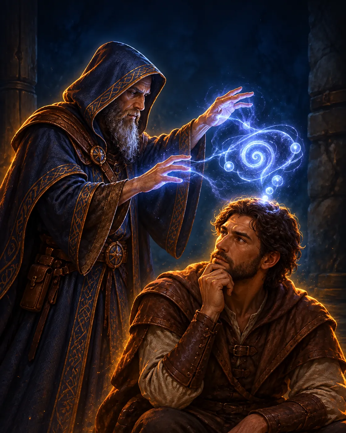Fantasy illustration of the Read Thoughts spell