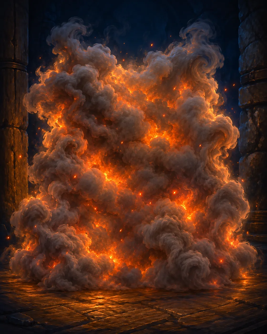 Fantasy illustration of the Smoke Screen spell