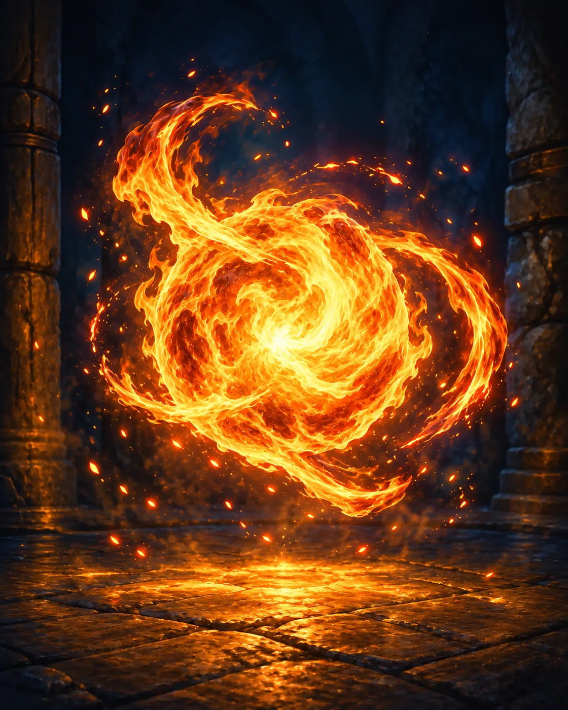 Fantasy illustration of the Fireball spell