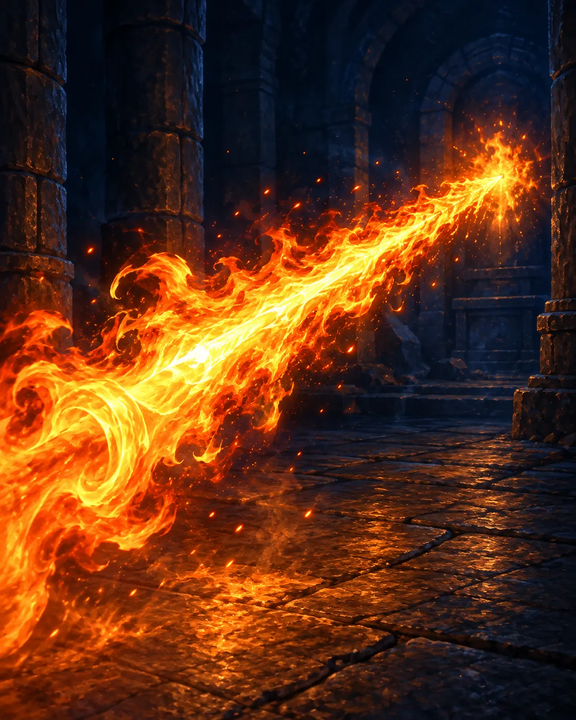 Fantasy illustration of the Fire Bolt spell