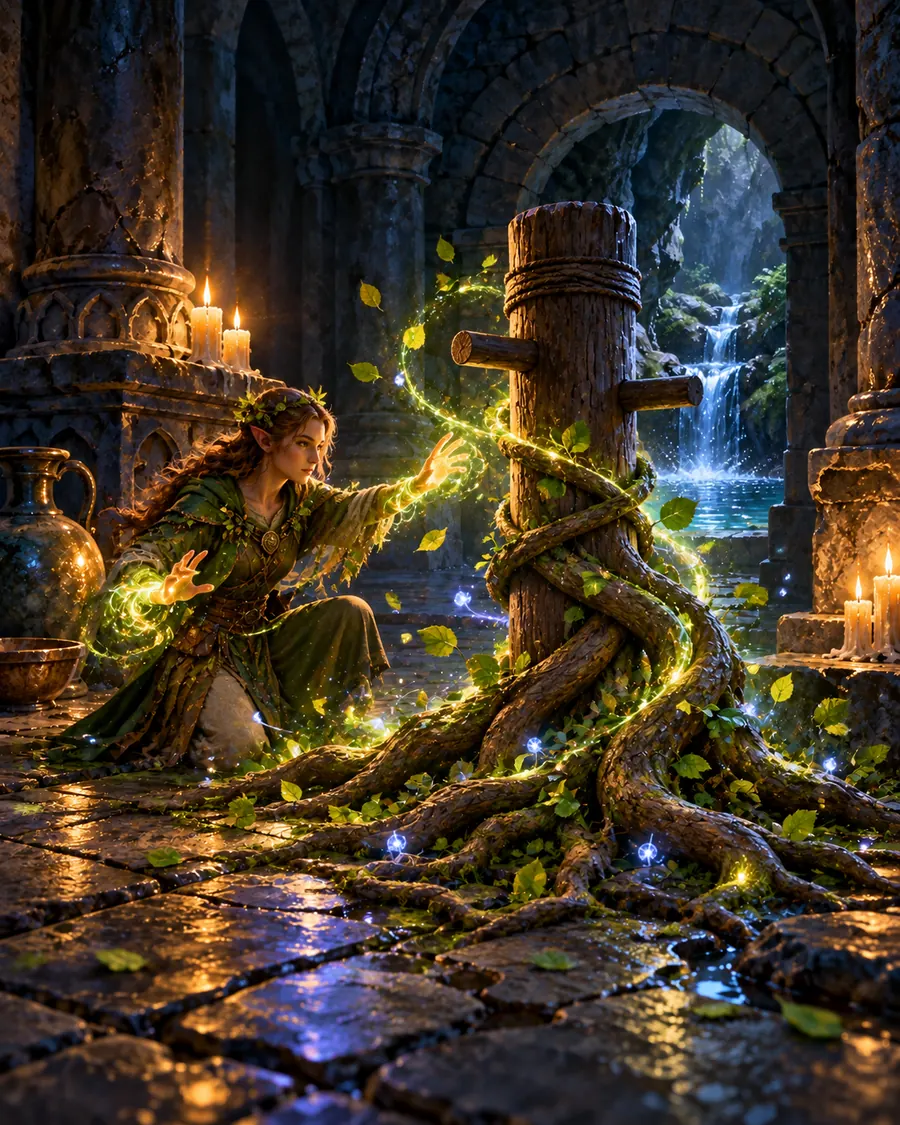 Fantasy illustration of the Roots spell