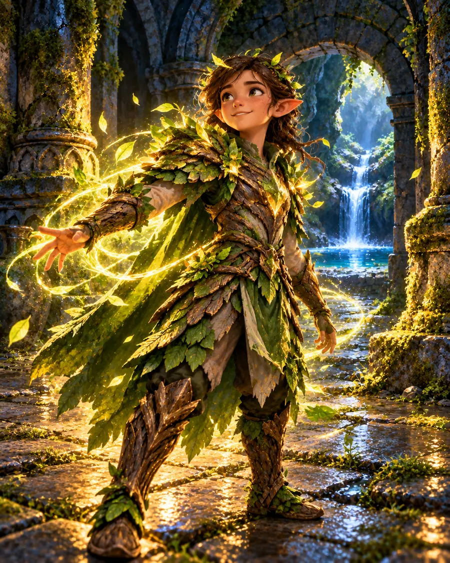 Fantasy illustration of the Bark Armor spell
