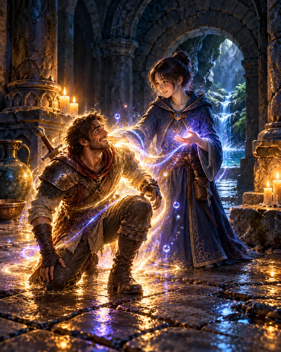 Fantasy illustration of the Healing Light spell