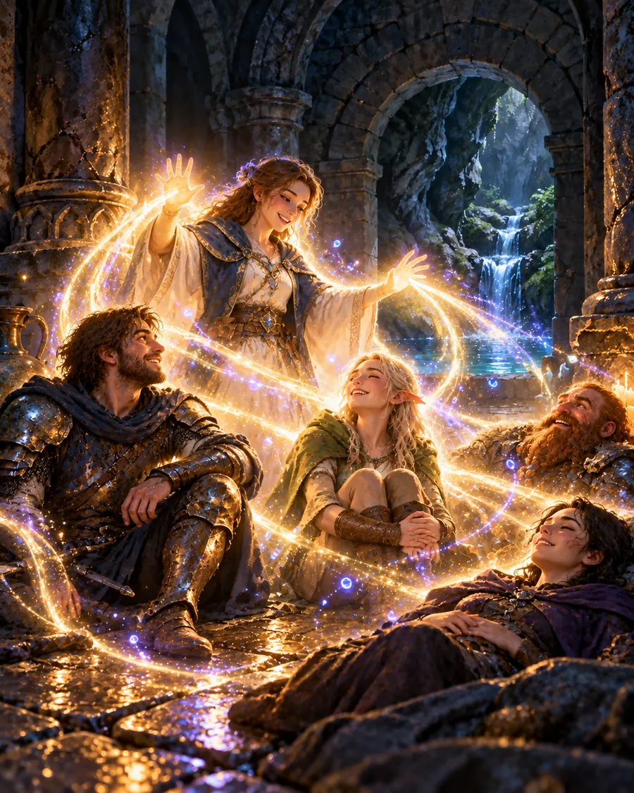 Fantasy illustration of the Mass Healing spell